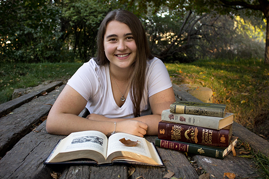 picture of girl with books